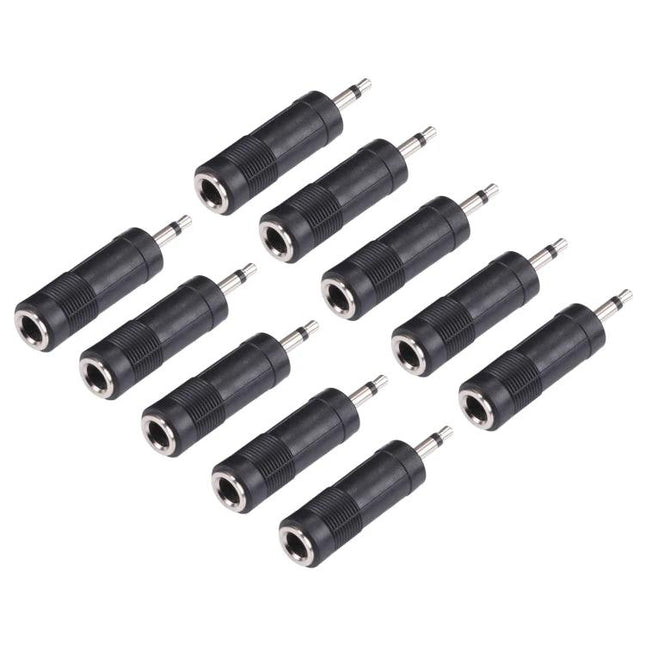 3.5mm Male to 6.35mm Female Mono Audio Adapter for Devices, 100 Pack - bulk pack of black mono audio adapters for converting headphone jacks