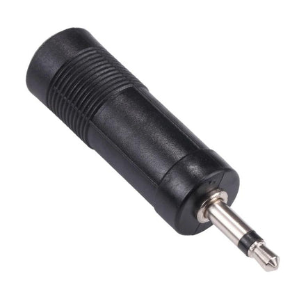 3.5mm Male to 6.35mm Female Mono Audio Adapter for Devices, 100 Pack - black mono audio adapter with ribbed plastic body