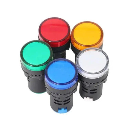 Panel Mount 22mm 12V LED Signal Indicator Light in Black and Red