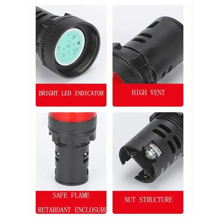 Panel Mount 22mm 12V LED Signal Indicator Light in Black and Red