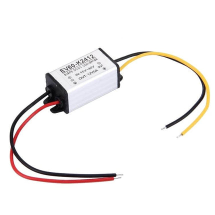 Car Audio Power Adapter For 12V Vehicle Use Everyday - compact inline 12V DC converter with red/black and yellow leads for head units and small amplifiers
