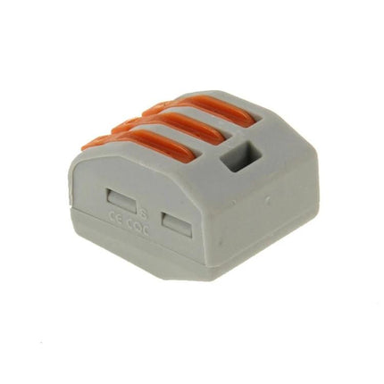 Universal 3 Pin Push Clamp Solderless Wire Connectors, Pack of 10 - gray compact push-clamp connector for quick solderless wire joins