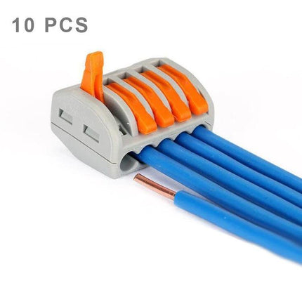 Universal 5-Pin Solderless Wire Connectors for Easy Wiring, 10 Pack - gray orange 5-pin connector with blue wires for DIY electrical connections