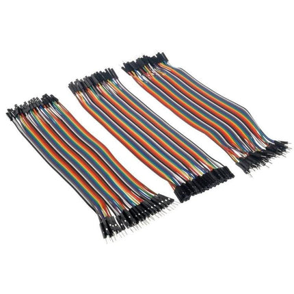120-Piece Assorted Breadboard Jumper Cables: Male to Male, Female Options - assorted multicolor jumper wires for prototyping on breadboards