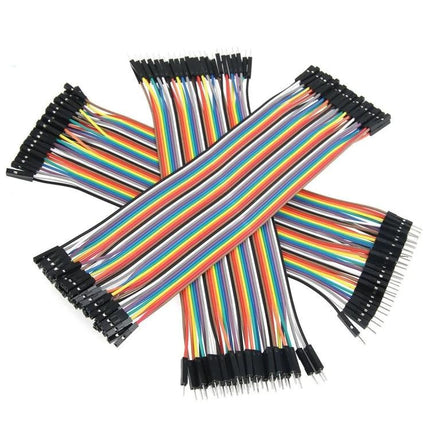 120-Piece Assorted Breadboard Jumper Cables: Male to Male, Female Options colorful ribbon jumper wires set for prototyping on breadboards