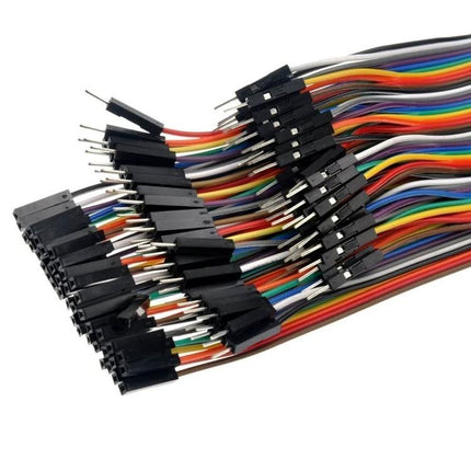120-Piece Assorted Breadboard Jumper Cables: Male to Male, Female Options - assorted colored male and female jumper wires for breadboard prototyping