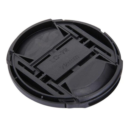 72mm Center Pinch Camera Lens Cap for Everyday Protection - durable black plastic snap-on lens cover