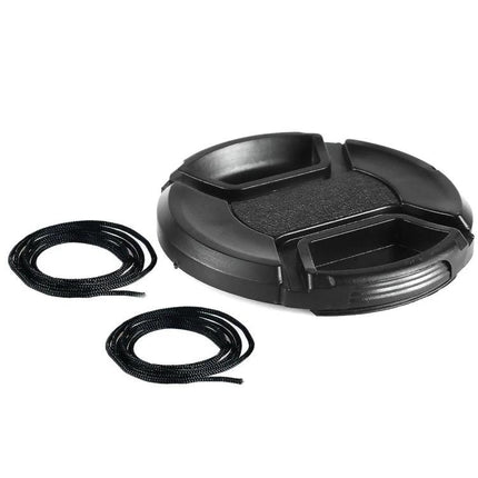 72mm Center Pinch Camera Lens Cap for Everyday Protection - Black Plastic Lens Cap with Tethers