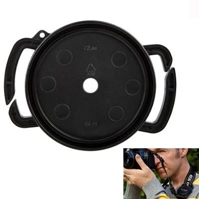 Center Pinch Lens Cap for 72-82mm and 77mm Camera Lenses black plastic center-pinch cap with handles protects lenses and fits with lens hood attached