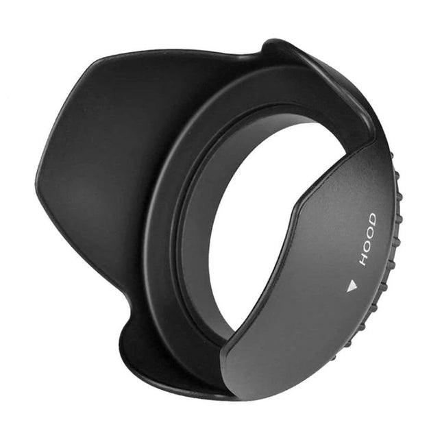 67mm Camera Lens Hood with Screw Mount for Protection — black PVC petal lens hood to block stray light and shield lens from dust and light rain