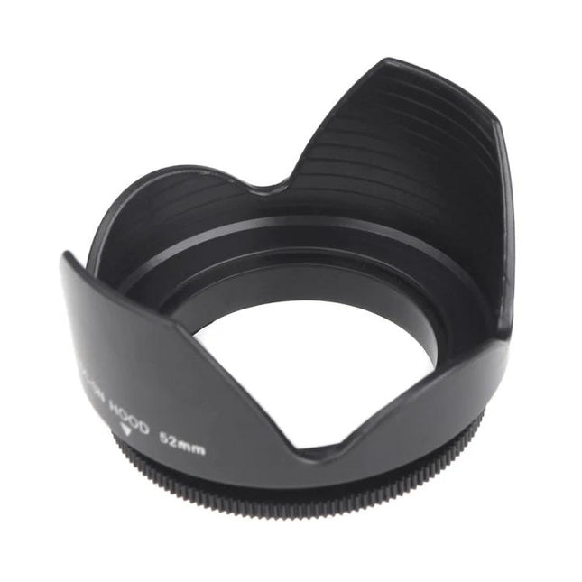 52mm Screw Mount Lens Hood for Protecting Camera Lenses from Flare - black PVC tulip hood for reducing lens flare and protecting front element