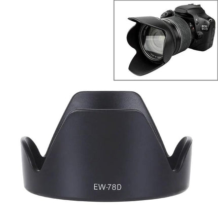 Lens Hood for Canon EF 28-200mm Lenses, Shields from Stray Light and Debris - black EW-78D PVC lens hood protecting from flare and debris