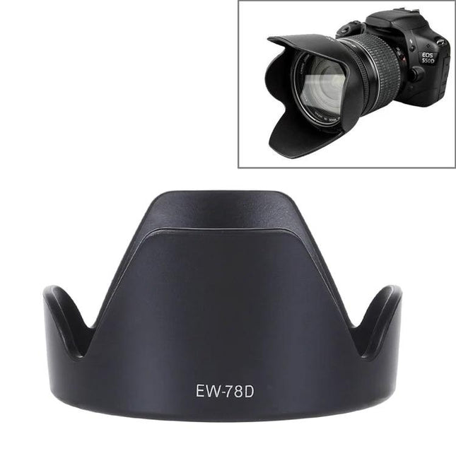Lens Hood for Canon EF 28-200mm Lenses, Shields from Stray Light and Debris - black EW-78D PVC lens hood protecting from flare and debris