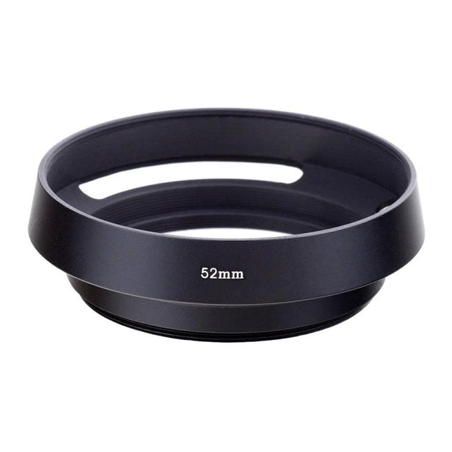 52mm Metal Vented Lens Hood for Reducing Glare on Cameras - black metal 52mm vented lens hood