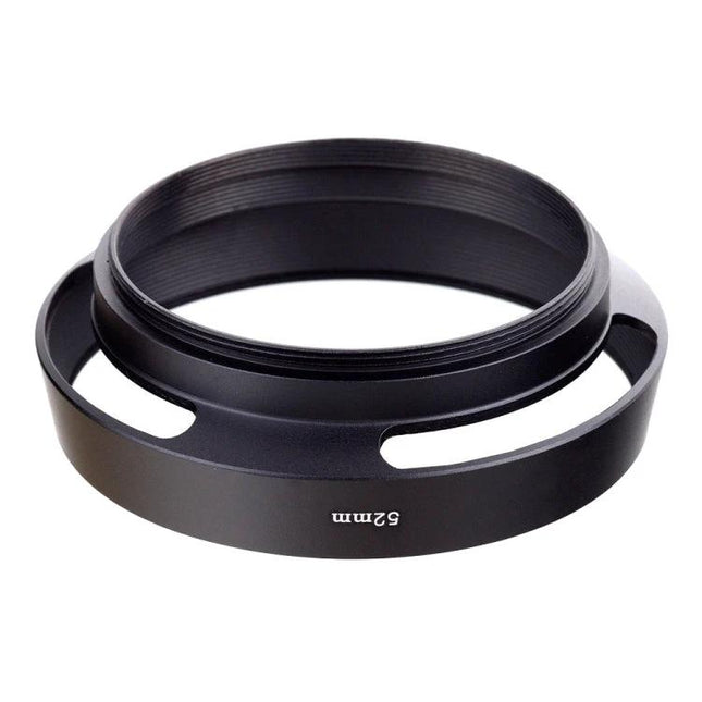 52mm Metal Vented Lens Hood for Reducing Glare on Cameras - black metal vented hood for clearer outdoor photos