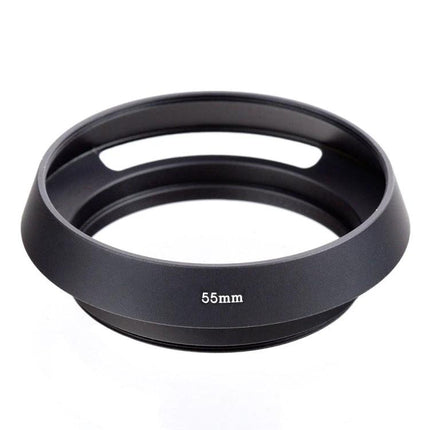 Metal Vented Lens Hood for Leica 55mm Lenses and Filters - black metal vented hood for 55mm Leica lens to reduce flare