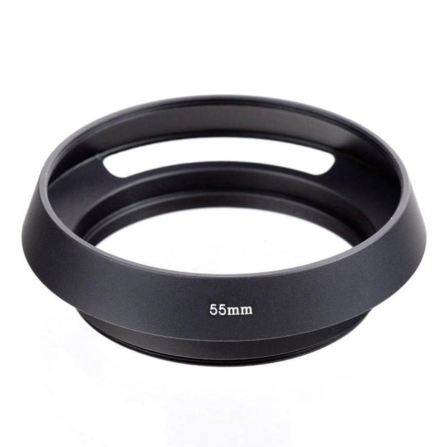 Metal Vented Lens Hood for Leica 55mm Lenses and Filters - black metal vented hood for 55mm Leica lens to reduce flare