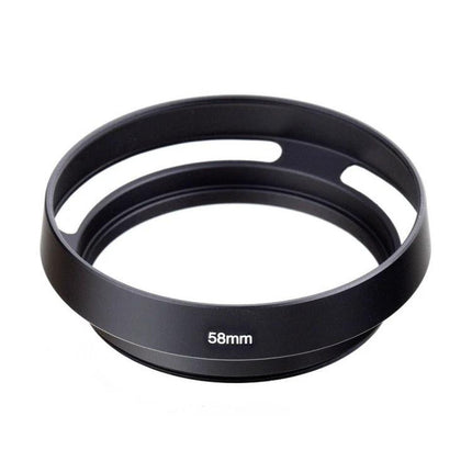 Durable Metal Vented Lens Hood for 58mm Camera Lenses - black metal 58mm vented screw-on lens hood to reduce flare and glare
