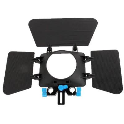 V-Matte Box with Adjustable Height for Light Shaping - matte box with three adjustable flags and mounting clamps for reducing lens flare