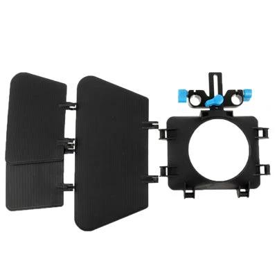 V-Matte Box with Adjustable Height for Light Shaping mounted with three-barndoor flags on white background