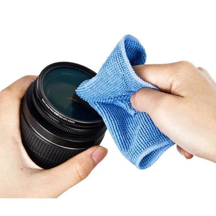 Practical 3-in-1 Cleaning Kit for Camera Lens Maintenance and Care — microfiber cloth cleaning camera lens to remove dust and smudges