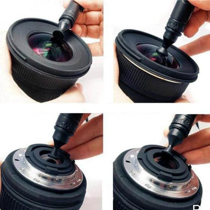 Practical 3-in-1 Cleaning Kit for Camera Lens Maintenance and Care – compact silicone brush and swab cleaning a camera lens and mount
