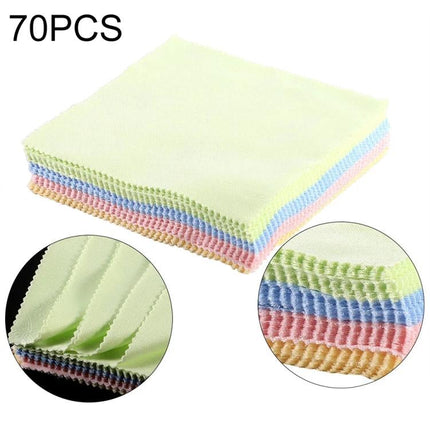 Soft Cleaning Cloths for Screens, Glasses and Phones, 70 Pack — stack of multicolor microfiber cloths for streak-free cleaning of phones, glasses and screens