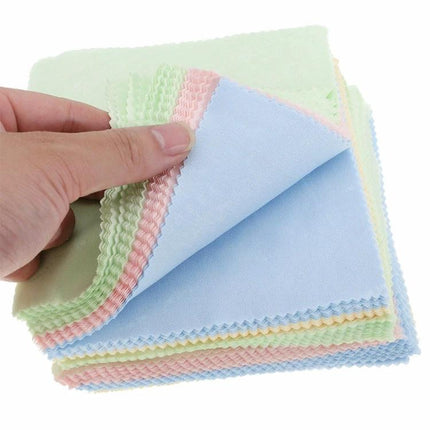 Soft Cleaning Cloths for Screens, Glasses and Phones, 70 Pack - hand holding pastel microfiber cloths for streak-free cleaning