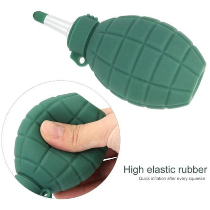 Grenade Rubber Dust Blower for Camera Lenses and Electronics - green silicone grenade-shaped blower for sensors, lenses, keyboards, eyeglasses