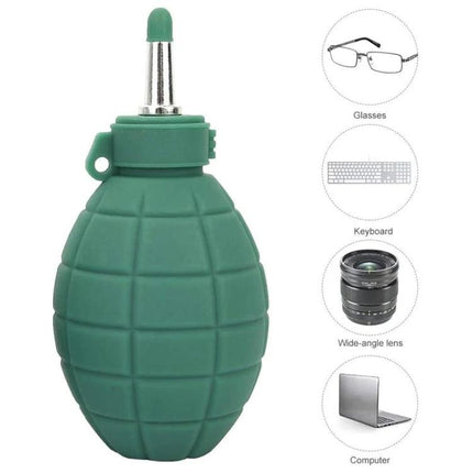 Grenade Rubber Dust Blower for Camera Lenses and Electronics green silicone grenade-shaped blower for cleaning lenses, keyboards, glasses and sensors