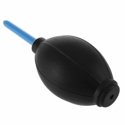 Compact Black Rubber Air Dust Blower for Electronics Cleaning - latex bulb blower with blue nozzle for camera lenses and screens