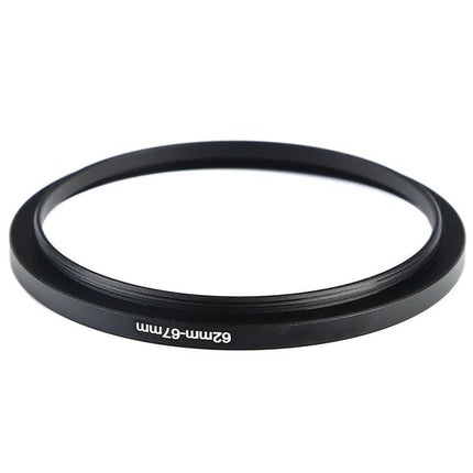 62mm to 67mm Step Up Adapter Ring for Camera Lenses, black aluminum filter adapter for attaching 67mm filters to 62mm lenses