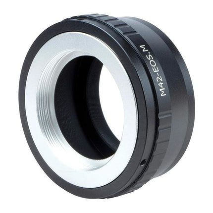 Adapter Ring for M42 Lenses to Canon EOS Camera Bodies — metal M42-EOS adapter showing mount and manual control