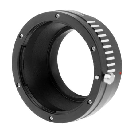 EOS to NEX Lens Mount Adapter Ring for Photography Use - black metal adapter ring for mounting EOS lenses on NEX cameras, manual aperture control, compact design