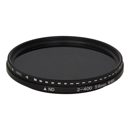 Variable Neutral Density Filter 58mm for Photography and Videography — adjustable ND2 to ND400 slim circular filter