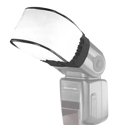 Mini Soft Flash Diffuser for Photography, 100mm x 85mm x 65mm attached to external flash to soften light and reduce shadows on portraits