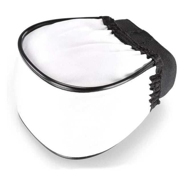 Mini Soft Flash Diffuser for Photography, 100mm x 85mm x 65mm compact white softbox attachment for on-camera flash, elastic strap