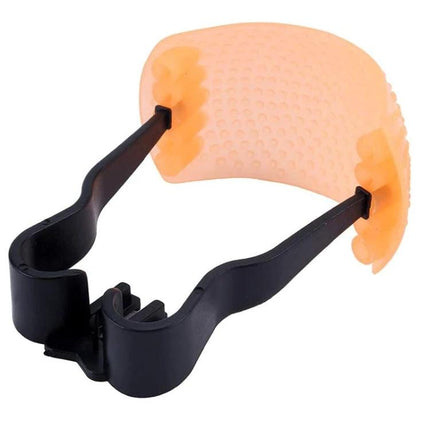 Pop-up Flash Diffuser Kit with White, Blue, and Orange Options - orange pop-up flash diffuser attached to camera to soften light