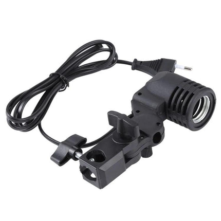 Adjustable Studio Light Stand with Umbrella Holder for Photography — E27 bulb and slave flash compatible clamp and cord