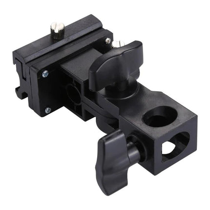 Flash Light Stand Bracket for Camera and Umbrella Setup - black adjustable mount for flash and umbrella on light stands