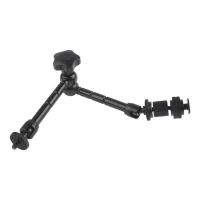 11-Inch Articulating Magic Arm for Camera and Monitor Mounting showing black adjustable arm with large center locking knob and mounting ends