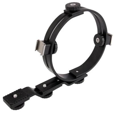 O-Shaped Mounting Bracket for Camcorder Video Lights securely holding flash or LED video light on camcorder for interviews and vlogs