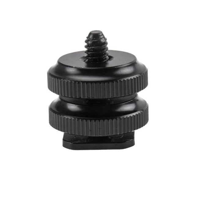 Durable Aluminum Hot Shoe Adapter for DSLR and GoPro Cameras — black aluminum 1/4-inch screw hot shoe adapter for mounting DSLR and GoPro