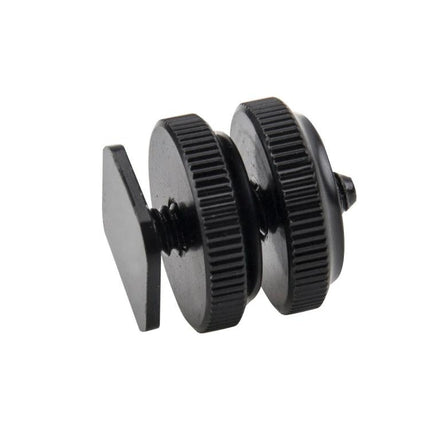 Durable Aluminum Hot Shoe Adapter for DSLR and GoPro Cameras - black aluminum 1/4 inch screw dual knurled mount