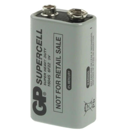 Long-Lasting 9V Battery for Cameras, Toys and Electronics - gray GP Supercell 9V battery for cameras, toys, smoke detectors and electronics
