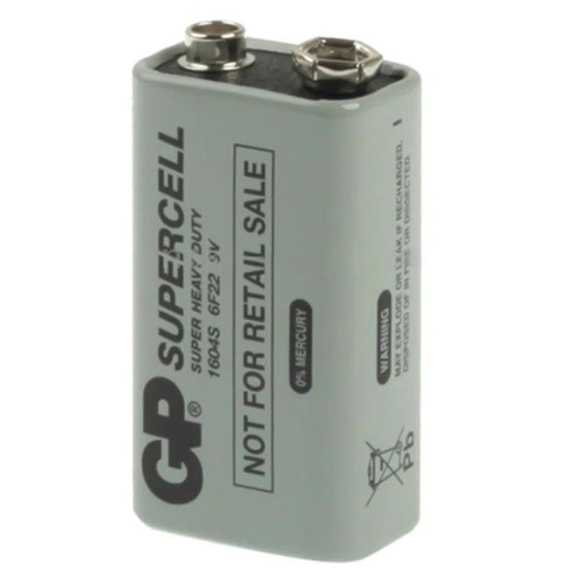 Long-Lasting 9V Battery for Cameras, Toys and Electronics - gray GP Supercell 9V battery for cameras, toys, smoke detectors and electronics