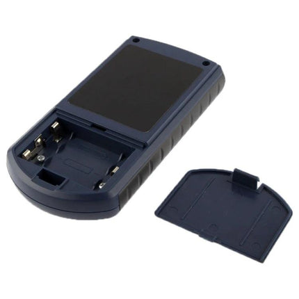 Digital Moisture Meter for Wood and Timber Moisture Checking - handheld device with open battery compartment and removable cover