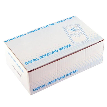 Digital Moisture Meter for Wood and Timber Moisture Checking in retail packaging box showing product branding and display