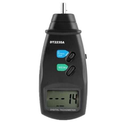Handheld Digital Contact Tachometer for Machinery Speed Measurement - DT2235A 5-digit LCD measuring RPM and surface speed on motors and shafts