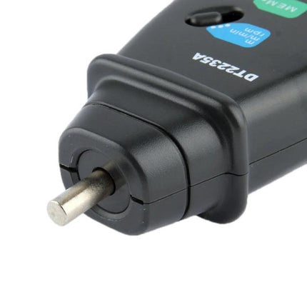 Handheld Digital Contact Tachometer for Machinery Speed Measurement - close-up of contact probe and 5-digit 18mm LCD handheld tachometer